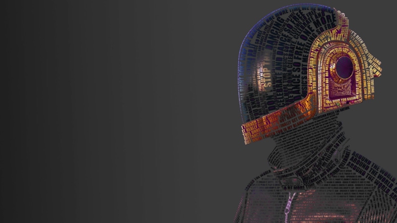one person, illuminated, Daft Punk, adult, pattern, skyscraper, studio shot, clothing, black, digital composite, black background, indoors, architecture