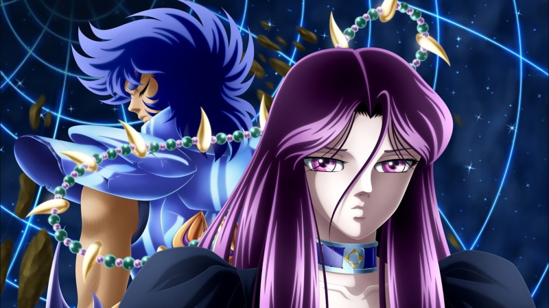Saint Seiya, clothing, male likeness, 1080P, night, illuminated, indoors, close-up, purple, celebration, human representation, art and craft, representation