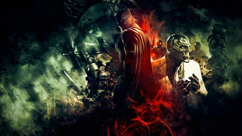 smoke - physical structure, close-up, Batman: Arkham Origins, women, Black Mask, composite image, arts culture and entertainment, studio shot, Deathstroke
