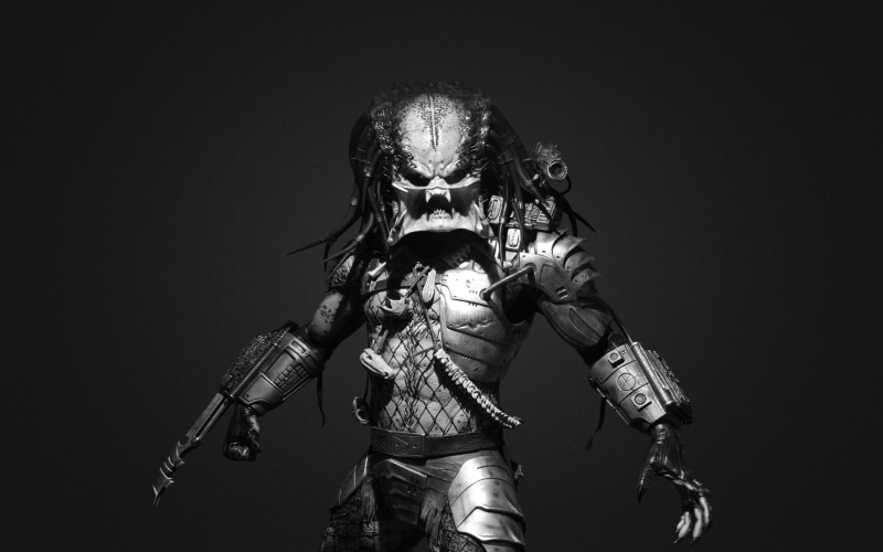 scale, alien, gray, predator, movies, hd, photo, 1080P, bw