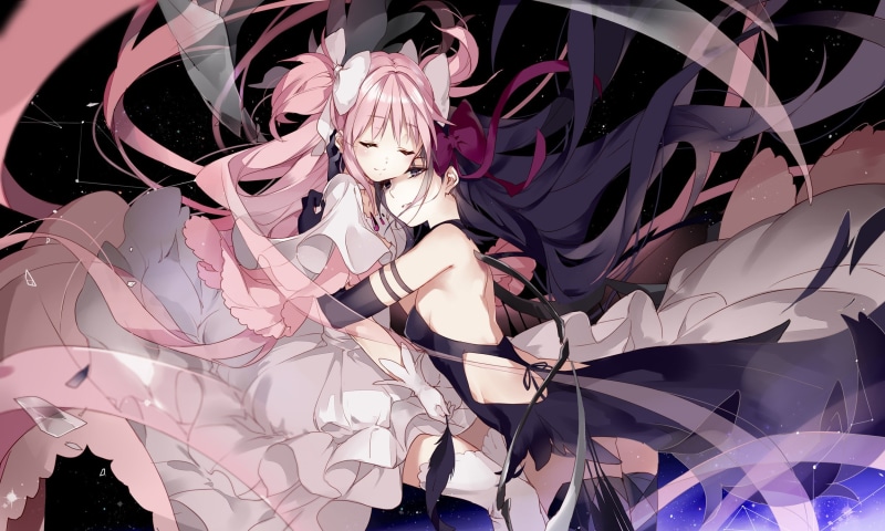 Mahou Shoujo Madoka Magica, thigh-highs, 1080P, Akemi Homura, Kaname Madoka