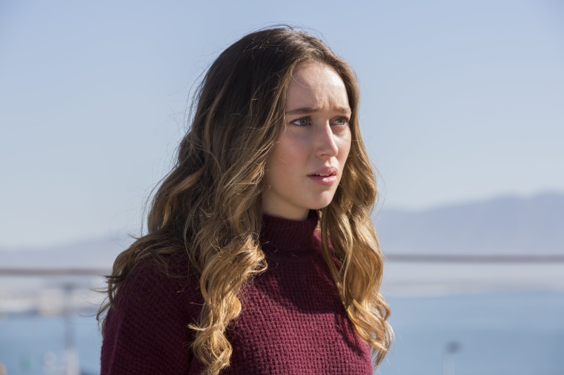 casual clothing, The 100, contemplation, leisure activity, actress, one person, brown hair, sky, outdoors, portrait, standing, Alycia Debnam Carey, 4K