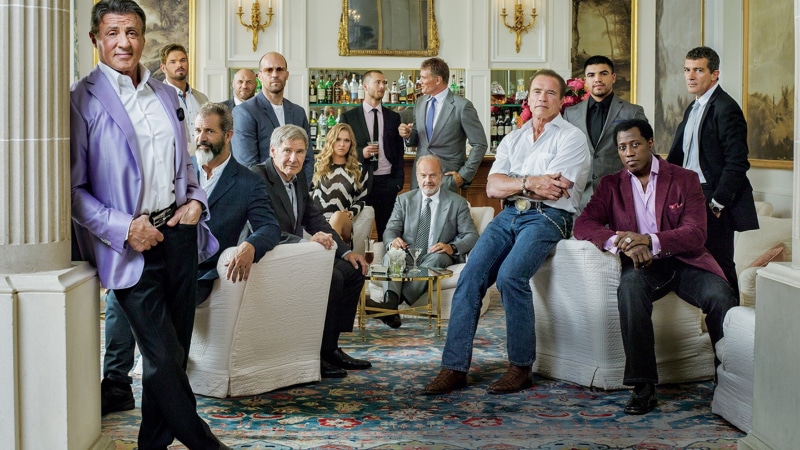 mature adult, senior adult, 2K, Arnold schwarzenegger, full length, large group of people, women, The expendables 3, Jet li, mid adult, senior men, crowd