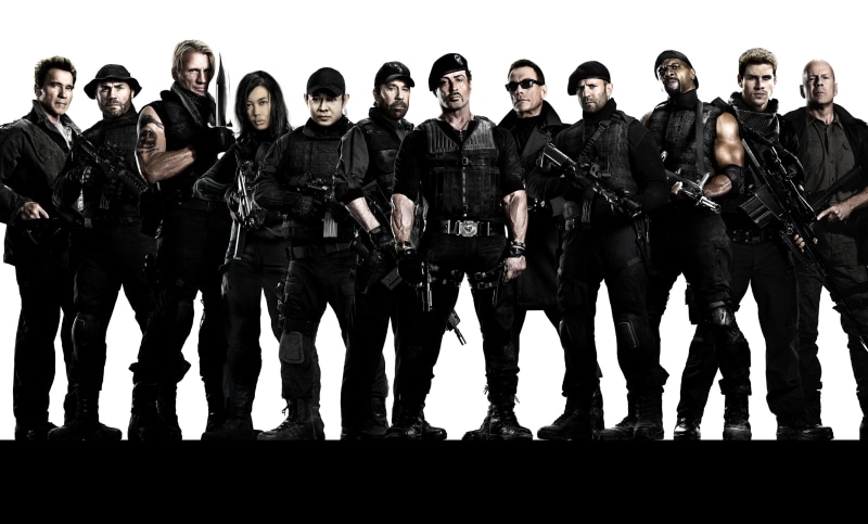 weapon, Jason Statham, Chuck Norris, cut Out, uniform, caucasian Ethnicity, isolated On White, in a row, actors, front view, isolated, men, Dolph Lundgren