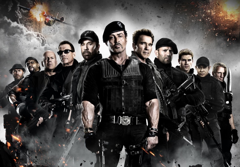 looking at camera, uniform, danger, young adult, lifestyles, males, Chuck Norris, Bruce Willis, conflict, black Color, gun, horror, war, Jean-Claude Van Damme