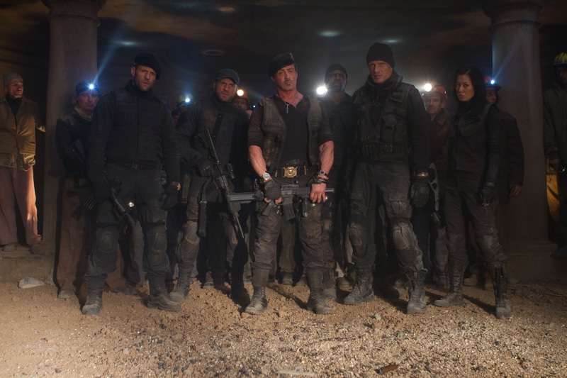 weapon, men, young men, safety, large group of people, Maggie, Toll Road, Gunnar Jensen, outdoors, full length, protection, Hale Caesar, The Expendables 2