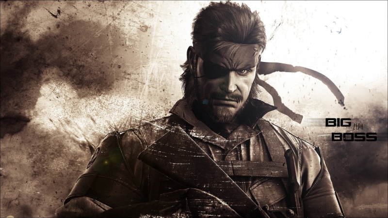 snake, Metal Gear Solid: Peace Walker, front view, uniform, standing, holding, one person, occupation, men, headshot, architecture, real people, looking at camera