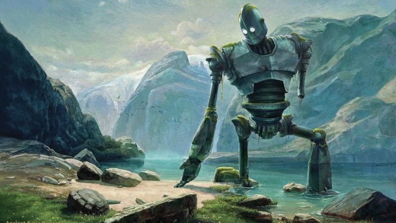 rock, human representation, nature, sea, solid, water, 1080P, mountains, The Iron Giant, outdoors, digital art, gray, art and craft, statue, rock formation