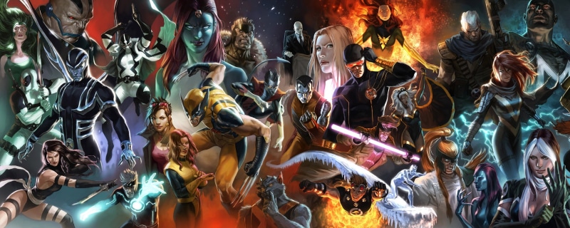 comics, Cyclops, Storm (character), Deadpool, art and craft, night, people, retail, consumerism, Rogue (character), Nightcrawler, Jean Grey, women, flame
