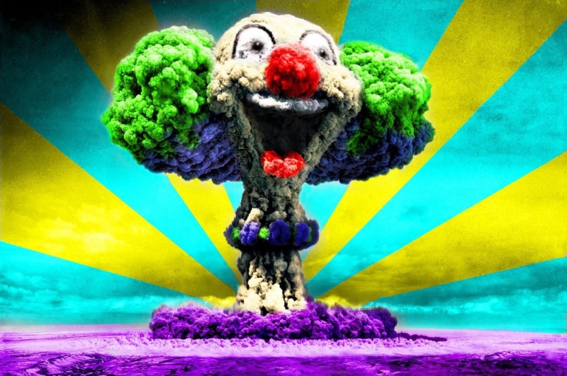 720P, wool, mushroom clouds, cloud, mushroom, close-up, art and craft, water, blue, motion, clown, outdoors, sea, cloud - sky, textile, craft, nature