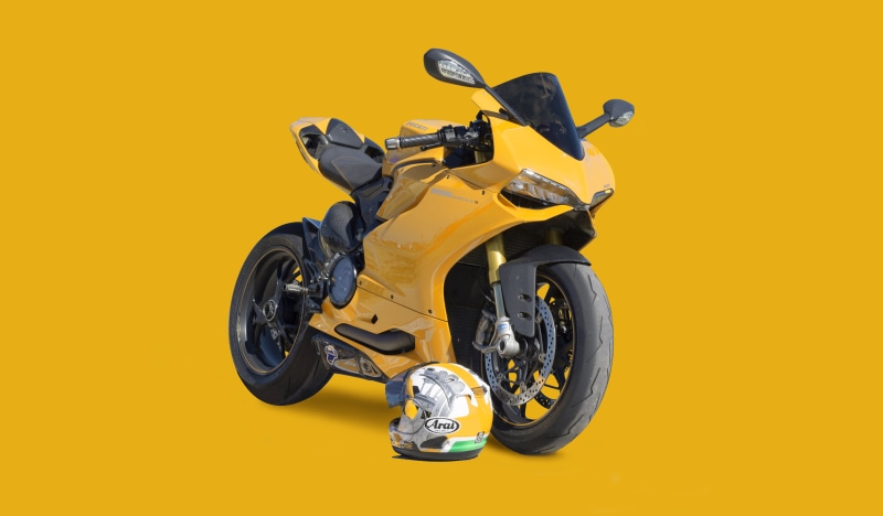 headwear, sport, helmet, yellow background, mode of transportation, motorsport, tire, riding, ducati, panigale, yellow, land vehicle, cut out, studio shot