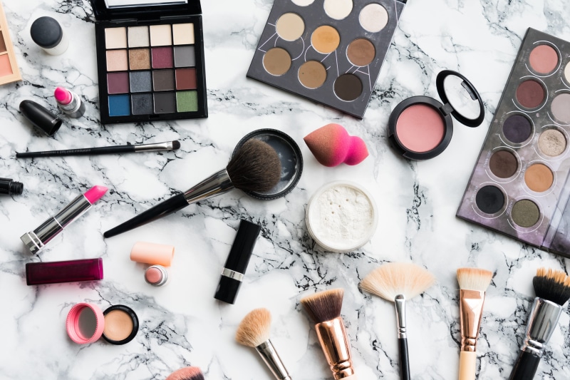 table, pretty, set, multi colored, blush - make-up, high angle view, studio, fashion, lady, classy, 4K, make-up, makeup, nail, choice, directly above