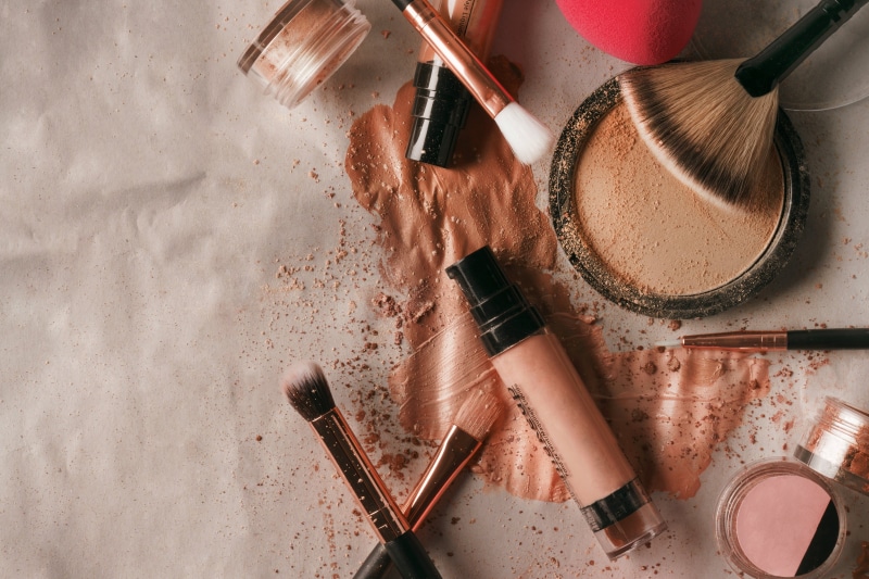 body care and beauty, dirt, still life, Beauty, face powder, Makeup, photo, beauty product, table, blush - make-up, brush, close-up, Cosmetics, paintbrush