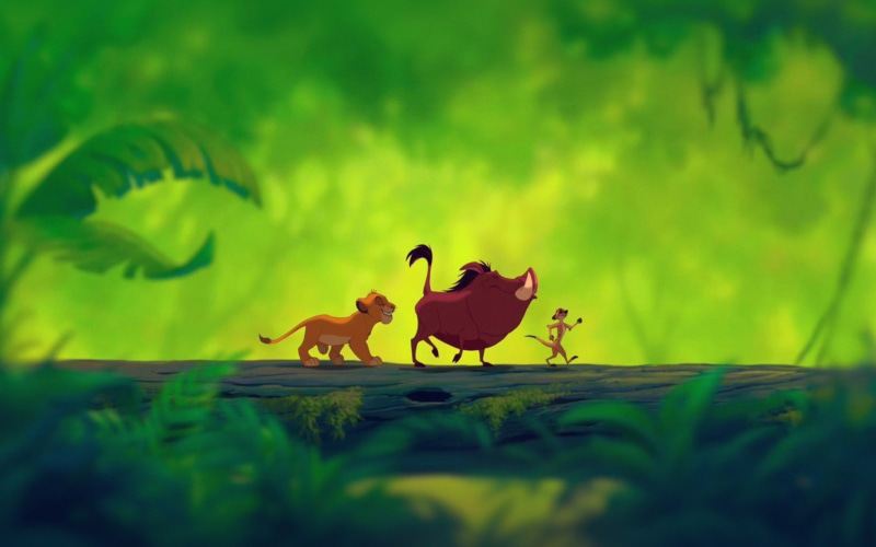 nature, no people, disnay, motion, illustration, simba, matata, animal wildlife, outdoors, land, animal, 4K, group of animals, running, art, walking, domestic animals
