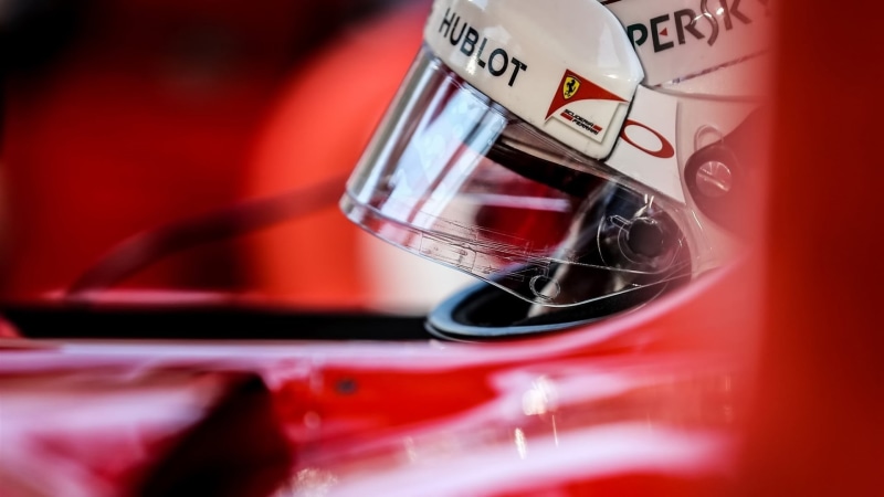 transportation, motorcycle, selective focus, indoors, Ferrari F1, white, studio shot, mode of transportation, land vehicle, Sebastian Vettel, shiny, sports race