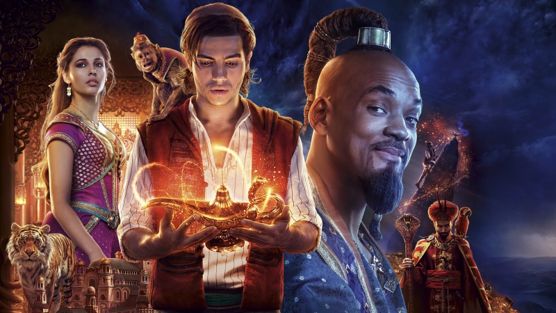 8K, Aladdin, Naomi Scott, Will Smith, monkey, tiger, Movie, Gin, the film, lamp, 2019, MENA Massoud, Jasmine
