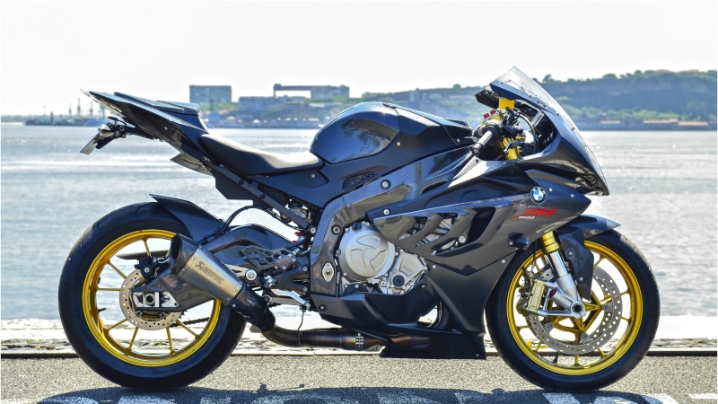 day, city, sky, 4K, street, one person, water, bmw s1000rr, focus on foreground, nature, motorcycle, sunlight, land vehicle, architecture, side view, outdoors