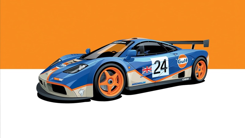 poster, gulf, 1080P, Le Mans, McLaren F1 GTR, race cars