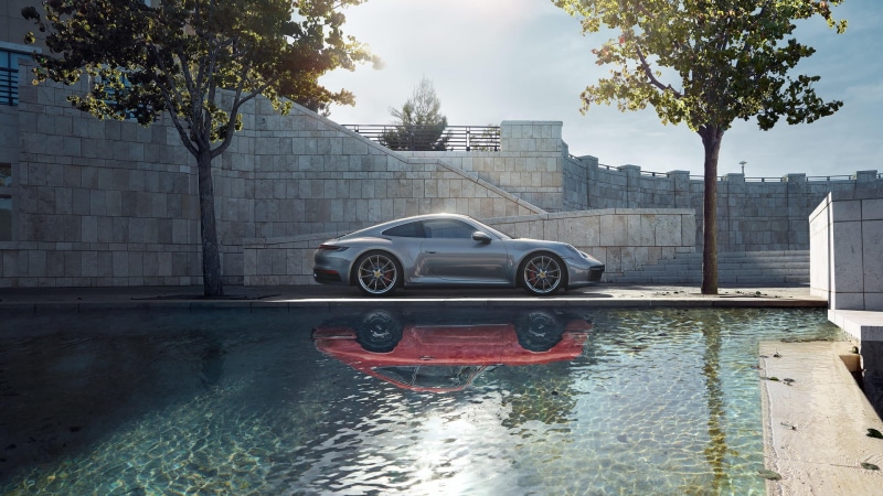 Porsche 911 Carrera S, machine, generation, reflection, 2019, 992, sports, water, 1080P, style