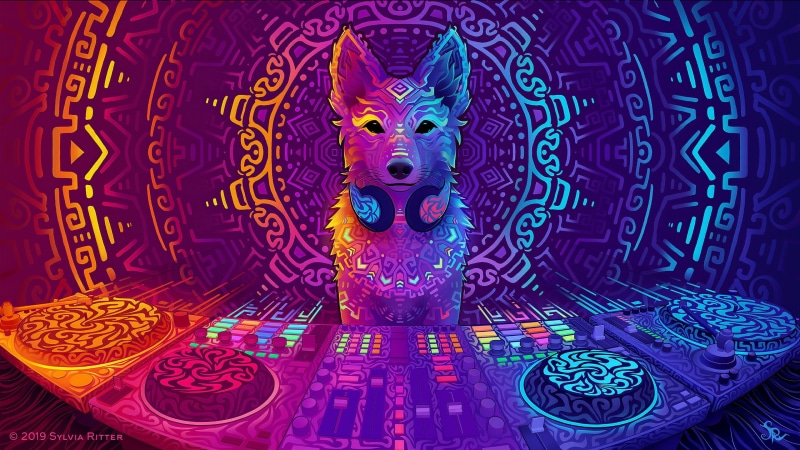 2019, dog, Disco Dingo, by Sylvia Ritter, DJ, art, Sylvia Ritter, 2K