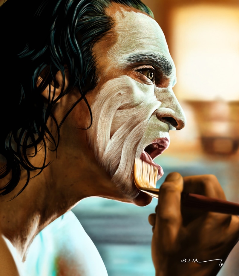 digital art, make up, fan art, Joker (2019 Movie), Joker, digital painting, Jinsung Lim, artwork, 1080P, drawing, Arthur Fleck, Joaquin Phoenix, realistic
