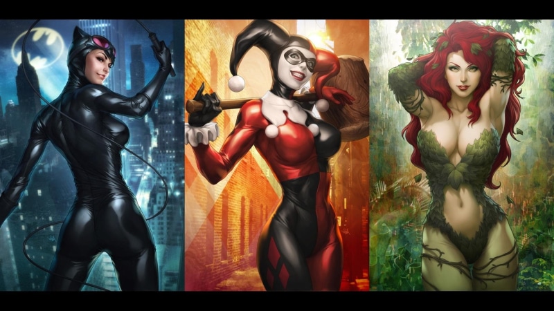 superhero, city, gotham-city-sirens, sirens, catwoman, d-c, harley, poison, ivy, quinn, dc-comics, gotham, 1080P