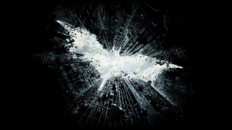 digital art, illuminated, sky, Ruin, beauty in nature, Batman, Falling, Batman Logo, Skyscraper, night, Simple Background, water, no people, clouds, tranquility