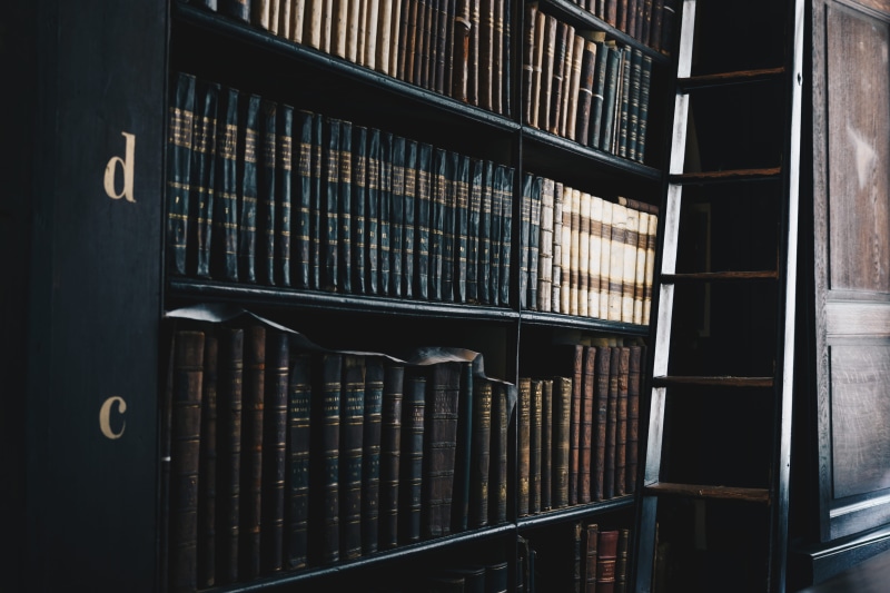 dark, architecture, indoor, shelves, publication, entrance, in a row, ladder, wooden, no people, large group of objects, abundance, education, order, d