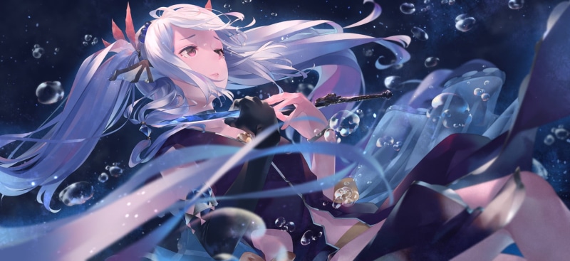 1080P, White Hair, Grimm Notes, Video Game, Water, Girl