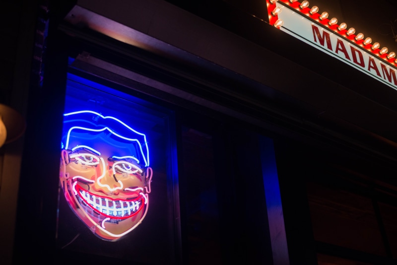 meal, built structure, no people, overwatch, food, low angle view, building exterior, lcd screen, light, night life, arcade game machine, angry birds, neon