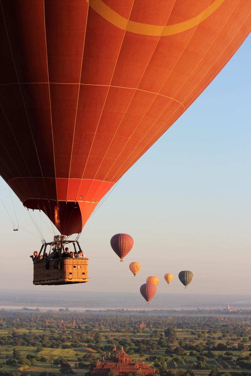 transportation, hot air balloon rides, nature, temple, pagoda, extreme sports, outdoors, ballooning, ballooning festival, hot air balloon ride, travel