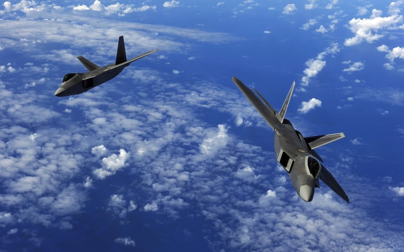 jet fighter, no people, military, plane, nature, transportation, on the move, flying, aircraft, stealth, 2K, sky, animal, motion, F-22 Raptor, air vehicle