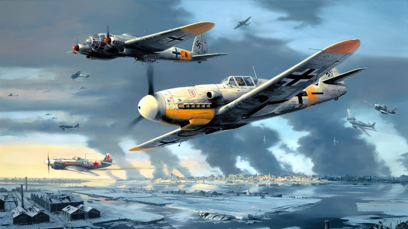 jet, mode of transportation, airport, mid-air, cloud - sky, Messerschmitt Bf-109, military aircraft, gray, 720P, sky, air force, on the move