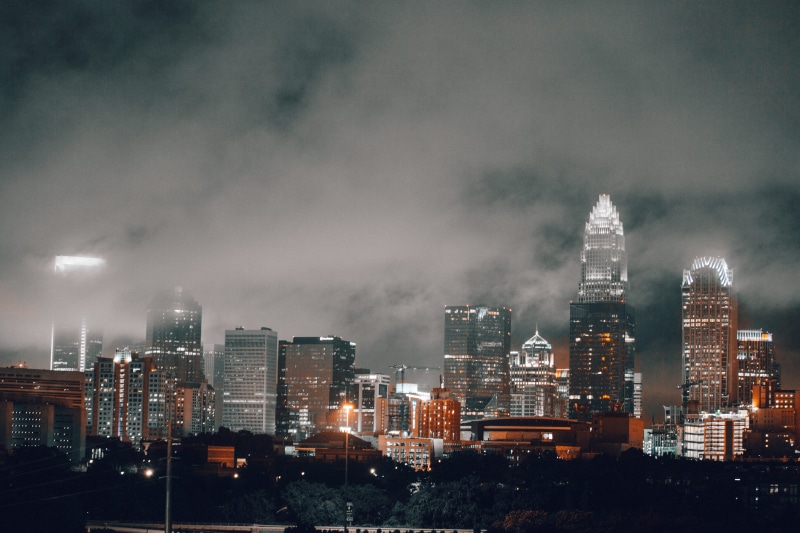 downtown, town, outdoors, office building exterior, urban, cloud - sky, urban skyline, charlotte, architecture, residential district, built structure