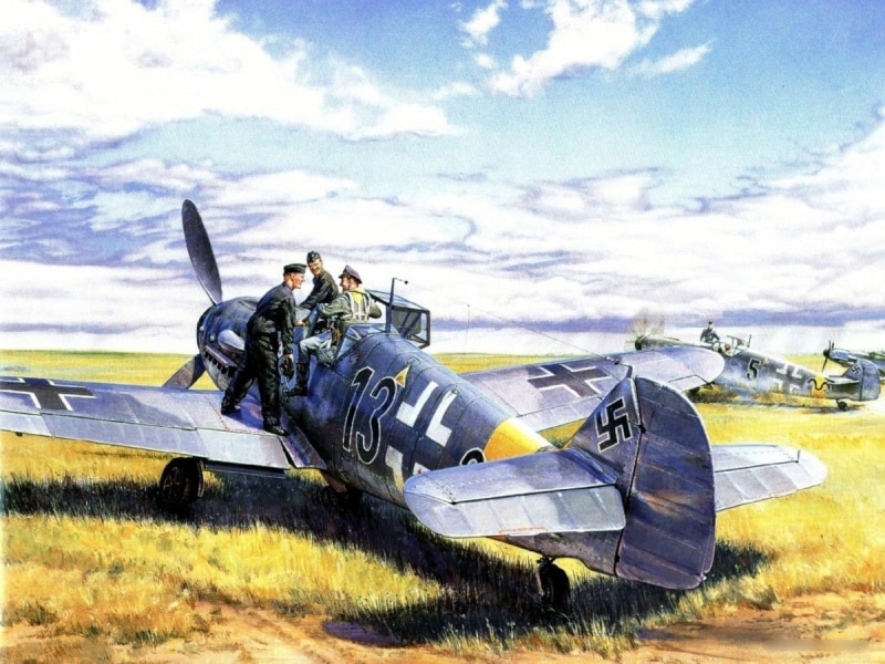 Messerschmitt Bf-109, Germany, artwork, Luftwaffe, military aircraft, Messerschmitt, 480P, World War II