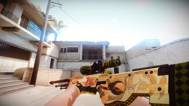 sunlight, human body part, nature, Dragon Lore, day, Counter-Strike: Global Offensive, sky, video games, city, Accuracy International AWP, rifle, women