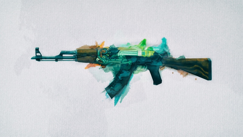 1080P, aggression, creativity, weapon, kalashnikov, AKM, communication, rifle, close-up, toy, abstract, blue, no People, still life, backgrounds, illustration