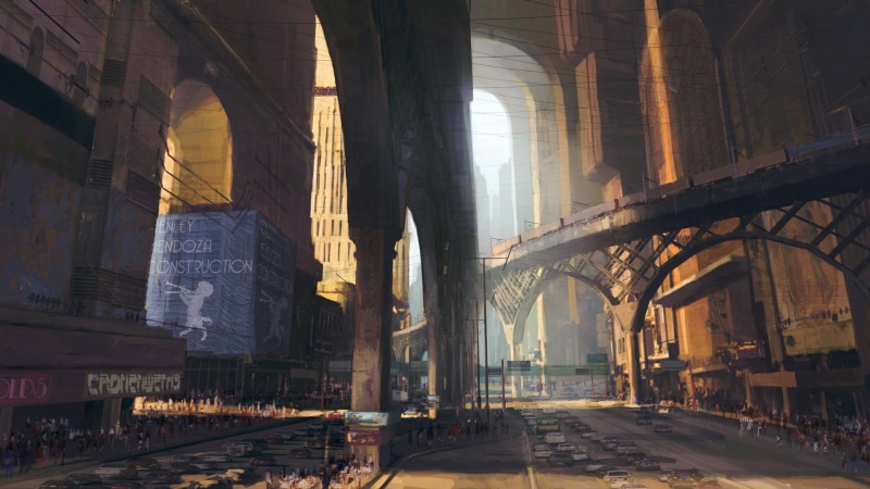 dusk, bridge, religion, travel destinations, 1080P, fantasy art, direction, night, futuristic, digital art, construction Industry, building, futuristic city