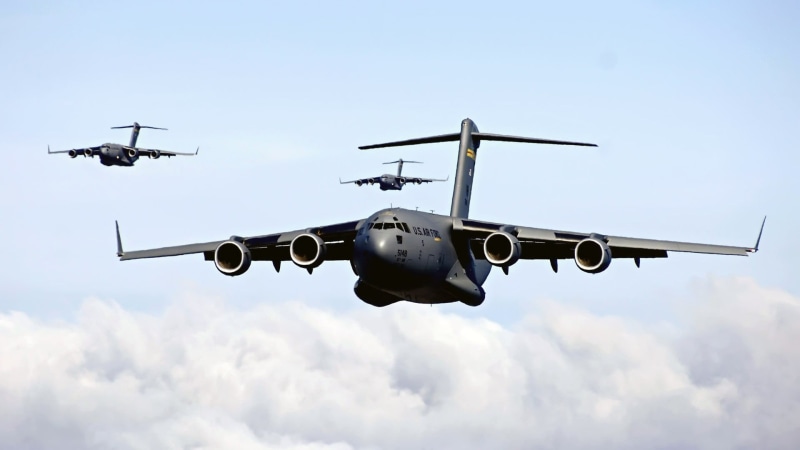flying, helicopter, army, 1080P, military aircraft, C17, armed forces, military, aircraft, mode of transportation, passenger, air vehicle, jets, cloud - sky