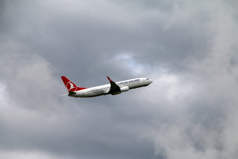 turkish airlines, motion, airplane, outdoors, aircraft, day, flying, cloud - sky, jet plane, military, airshow, start, mode of transportation, aviation