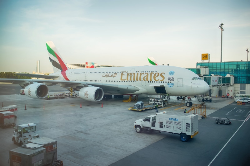 day, jet, UAE, giant, airliner, transportation, double deck, travel, mode of transportation, terminal, no people, aerospace industry, nature