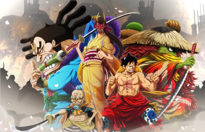 One Piece, Kawamatsu (One Piece), Hyogoro (One Piece), Kiku (One Piece), Monkey D. Luffy, 1080P, Raizo (One Piece)