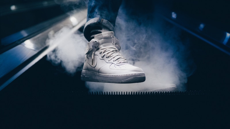outdoors, force, jogging, unpaired, fashion, action, pair, human limb, sneaker, equipment, winter sport, low section, close-up, ice, human leg, running