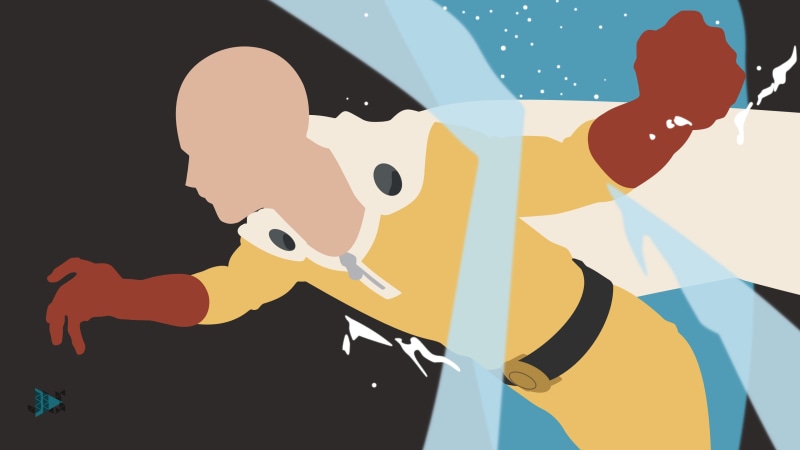 people, motion, multi colored, One-Punch Man, blue, studio shot, waist up, adult, punch, occupation, man, creativity, leisure activity, indoors, silhouette