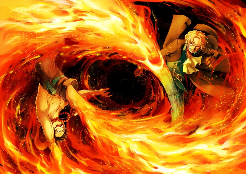 fire, Anime, orange color, creativity, fire - natural phenomenon, Sabo (One Piece), multi colored, pattern, burning, full frame, no people, indoors, yellow