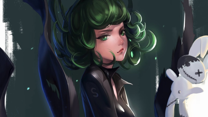 looking, One-Punch Man, young adult, hairstyle, portrait, retail display, real people, indoors, one person, beautiful woman, art and craft, female likeness