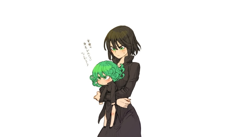 hairstyle, one person, wig, green color, standing, One-Punch Man, copy space, cut out, young adult, Tatsumaki, waist up, white background, casual clothing