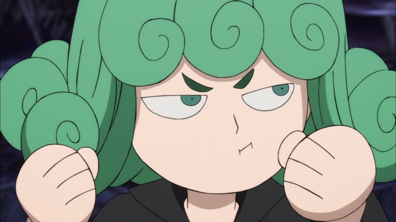 One-Punch Man, creativity, art and craft, smiling, front view, circle, design, green color, anthropomorphic, face, still life, indoors, anime girls, shape