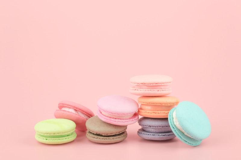 macaroon, pink, french, macaron, sweet, 5K, dessert, colorful, cakes