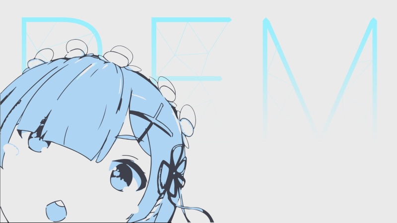 sky, anime girls, blue, data, wall - building feature, 1080P, art and craft, Rem (Re: Zero), geometric shape, haired, built structure, female, science